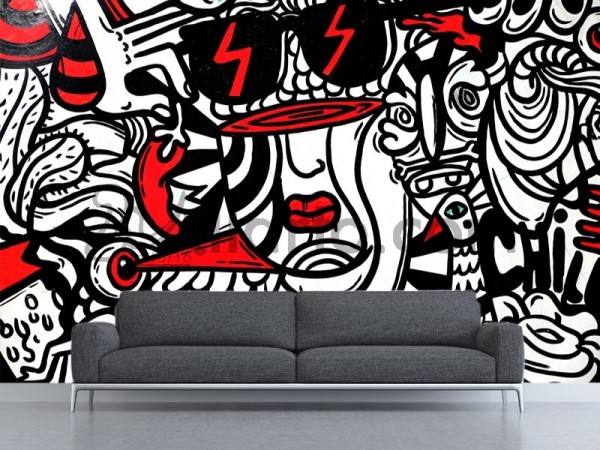 Black red graffiti per square meter